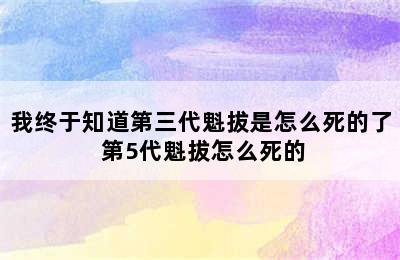 我终于知道第三代魁拔是怎么死的了 第5代魁拔怎么死的